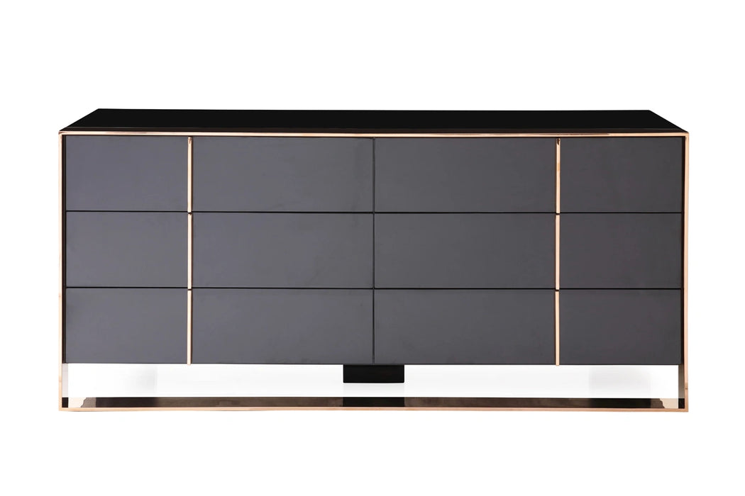 Cartier Modern Black & Rosegold Bedroom Set