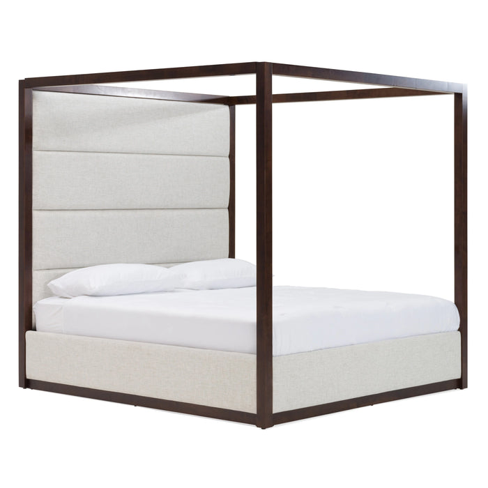 Manhattan - Contemporary Canopy Brown Oak Bed