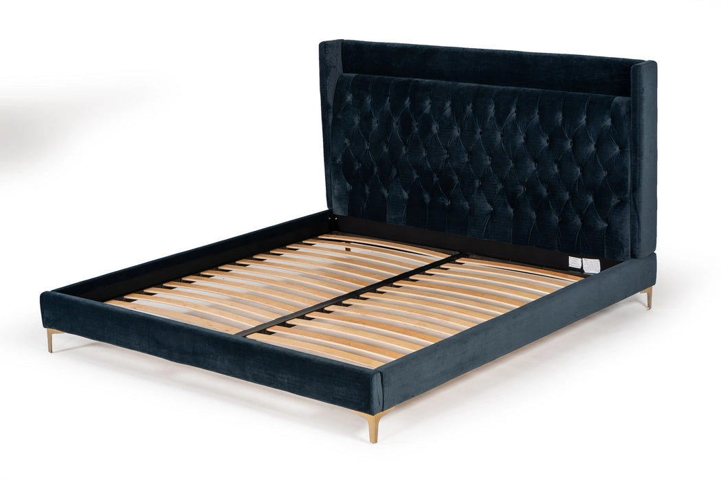 Wales Modern Blue Fabric Bed