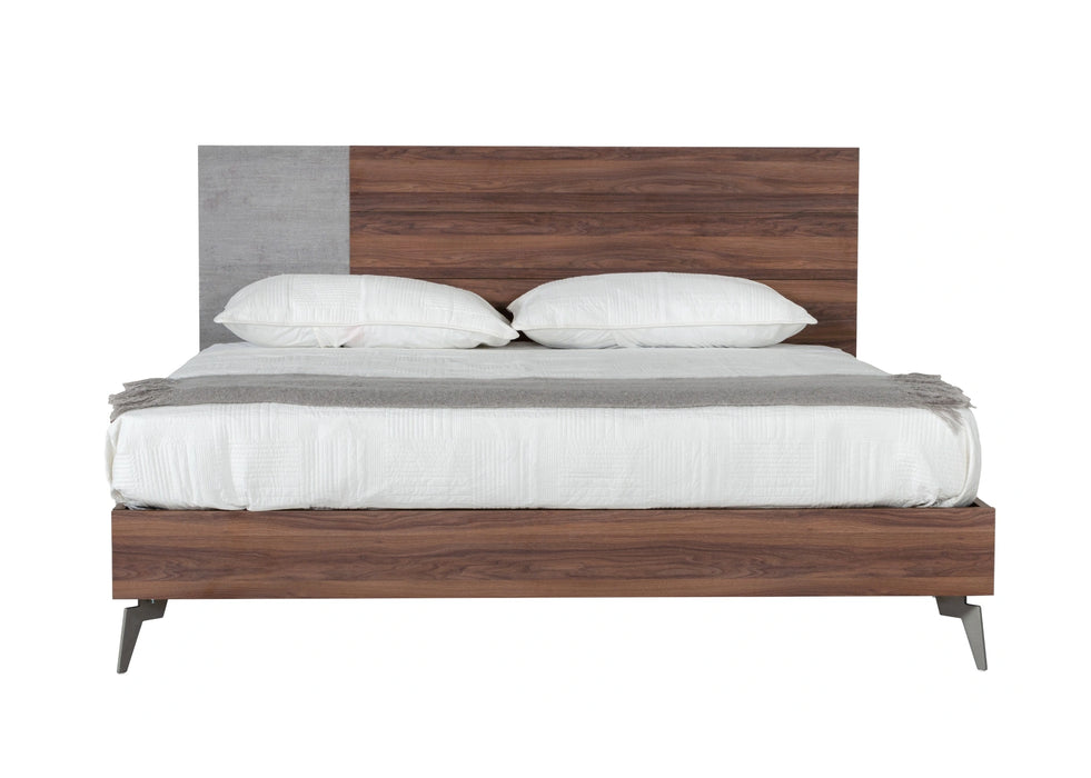 Palermo - Modern Italian Faux Concrete & Walnut Bed