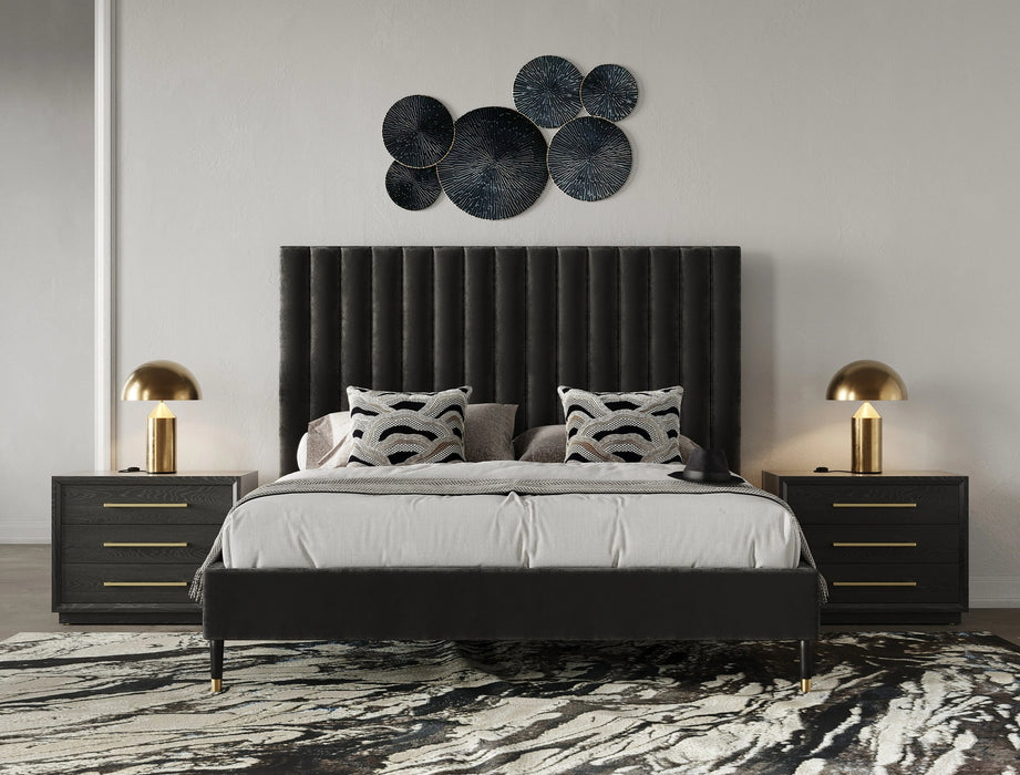 Hemlock - Modern Dark Grey Velvet Bed