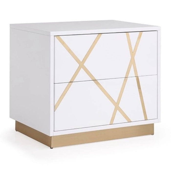 Nixa - Modern White + Gold Bedroom Set