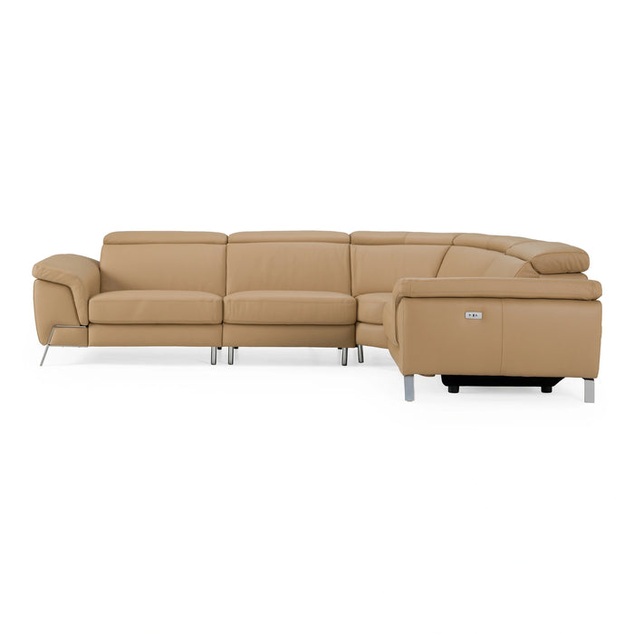 Mini Wonder - Italian Modern Deserto Leather Sectional Sofa with Right Facing Recliner