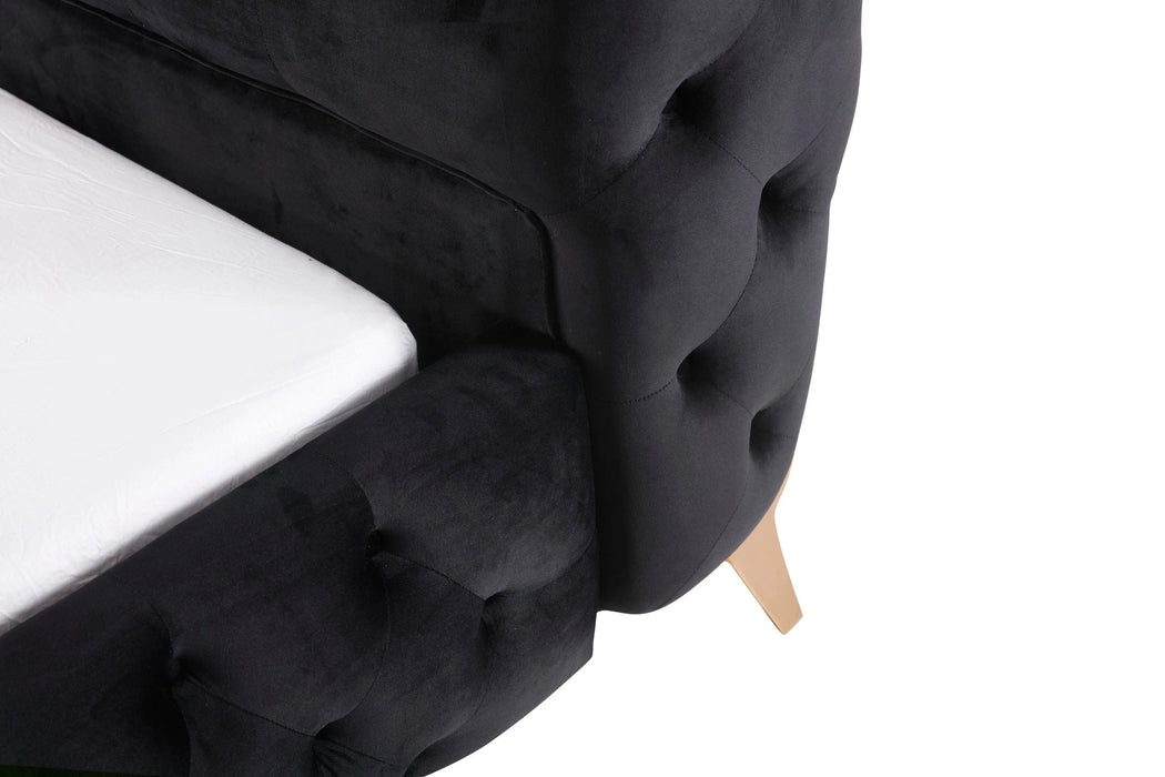 Legend - Modern Black Velvet & Rosegold Bed