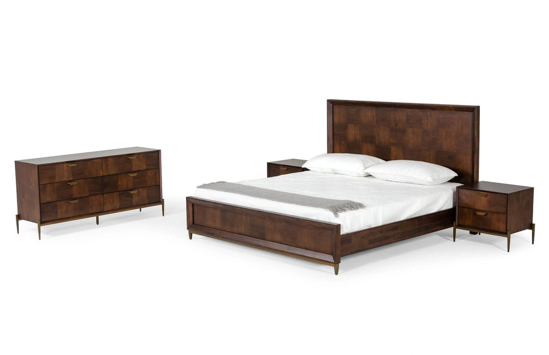 Shane - Modern Acacia & Brass Bed