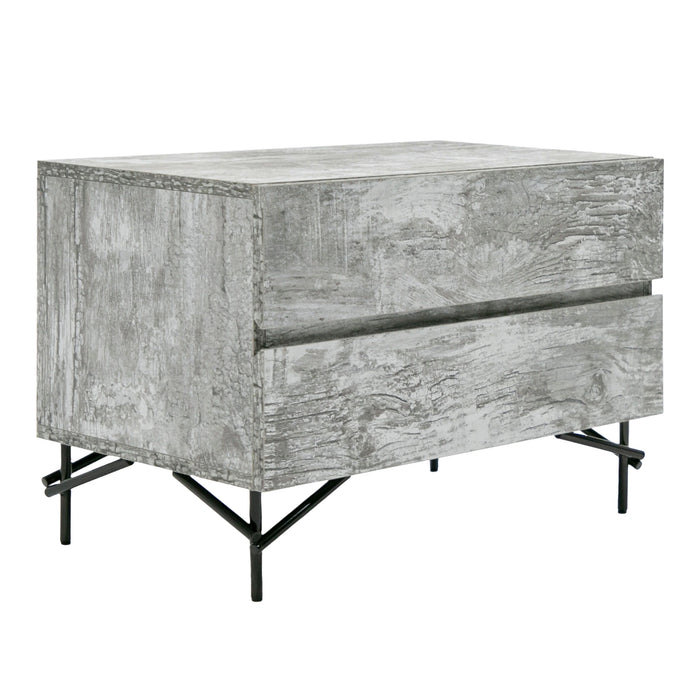 Lamont + Aria - Modern Beige Fabric + Grey Texture 4-Piece Bedroom Set