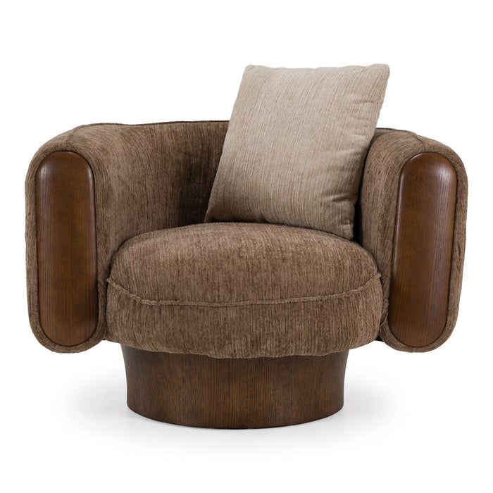 Kiran - Modern Brown + Beige Swivel Accent Chair