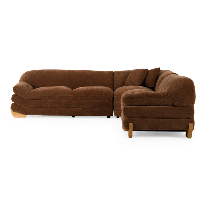 Crockett - Modern Brown Fabric Sectional Sofa