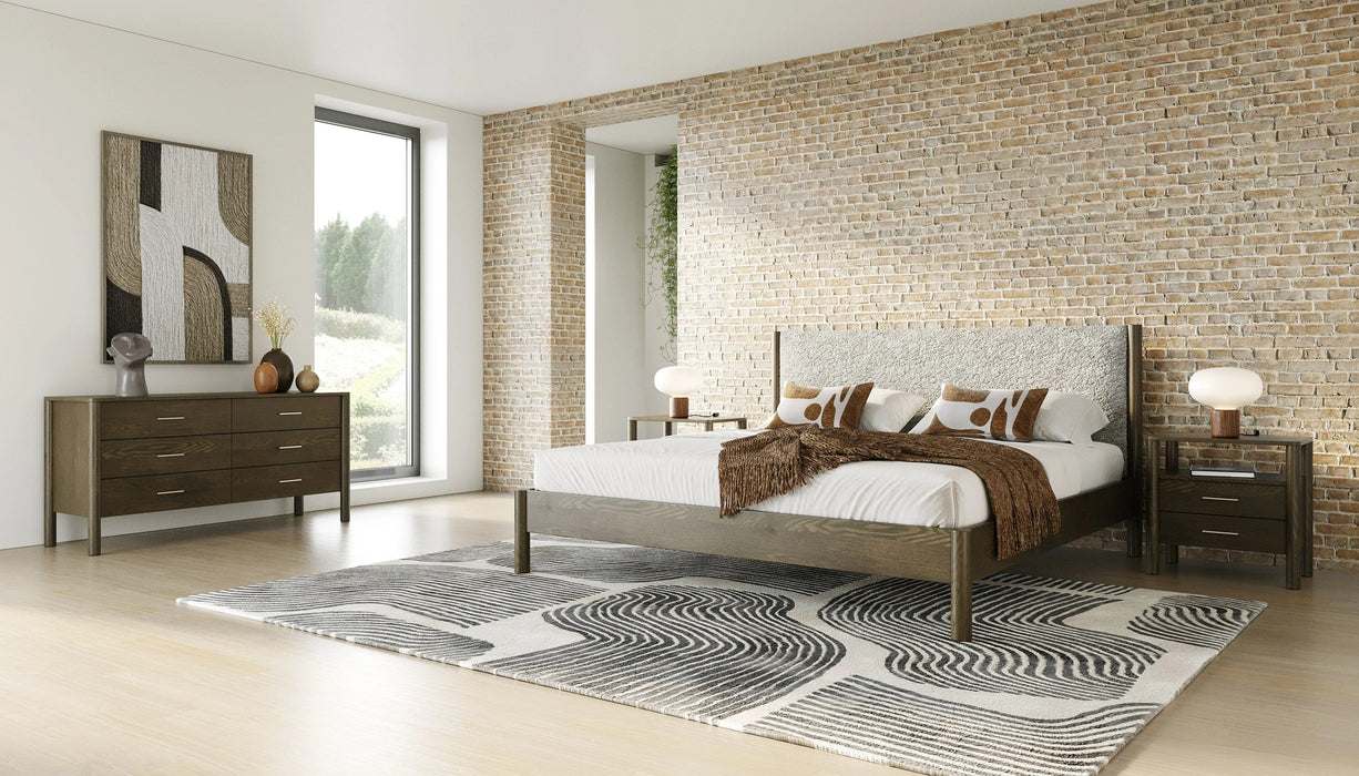 Carolina - Modern Grey Fabric + Wenge Bedroom Set