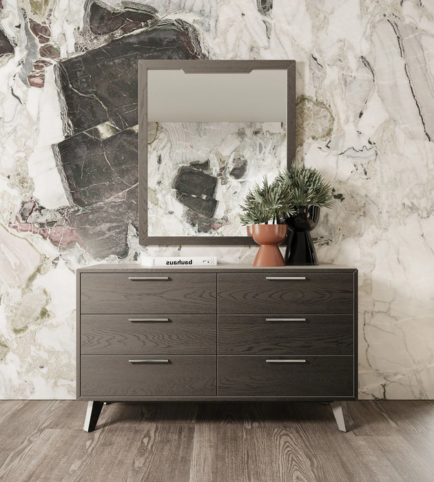 Yolonda + Soria - Modern Dark Teal Fabric + Grey Wash 4-Piece Bedroom Set