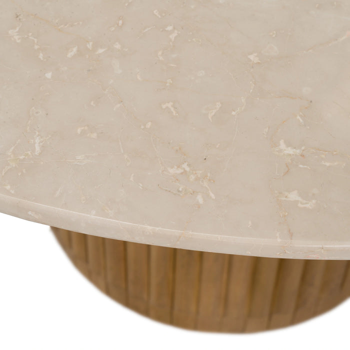 Bambi - Modern Botticino Marble + Mango Round Dining Table