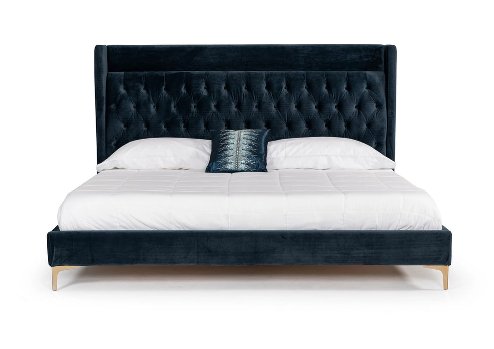 Wales Modern Blue Fabric Bed