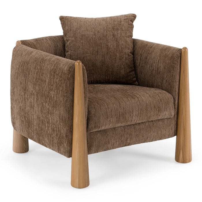 Voight - Contemporary Brown Fabric Accent Chair