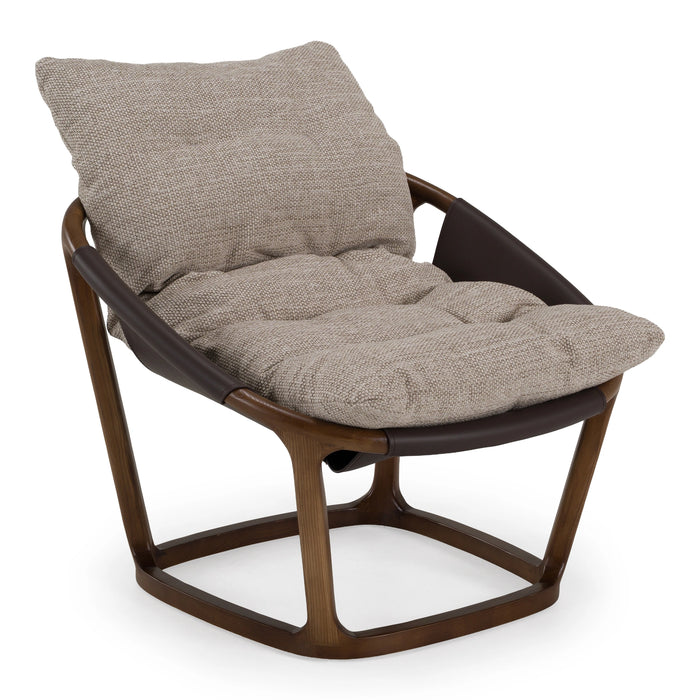 Newman - Modern Beige Fabric + Dark Brown Faux Leather + Ash Accent Chair