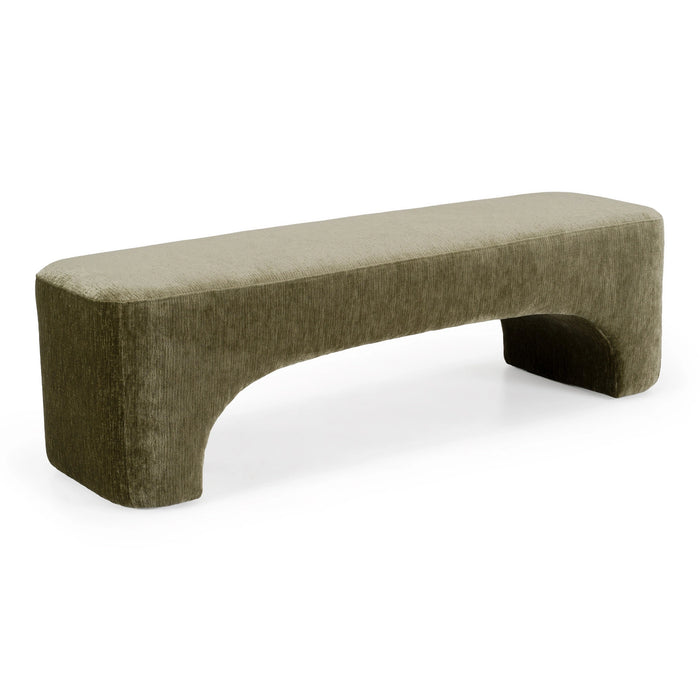 Siegal - Modern Olive Green Fabric Bench
