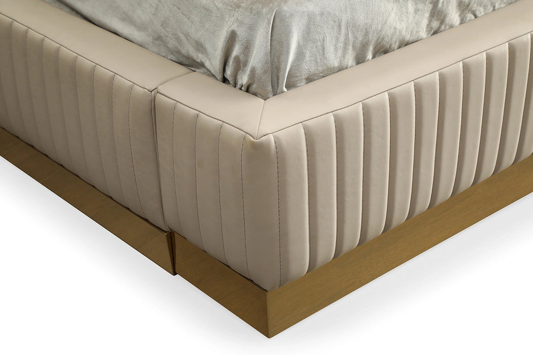 Sterling Modern Beige Bonded Leather & Gold Bed