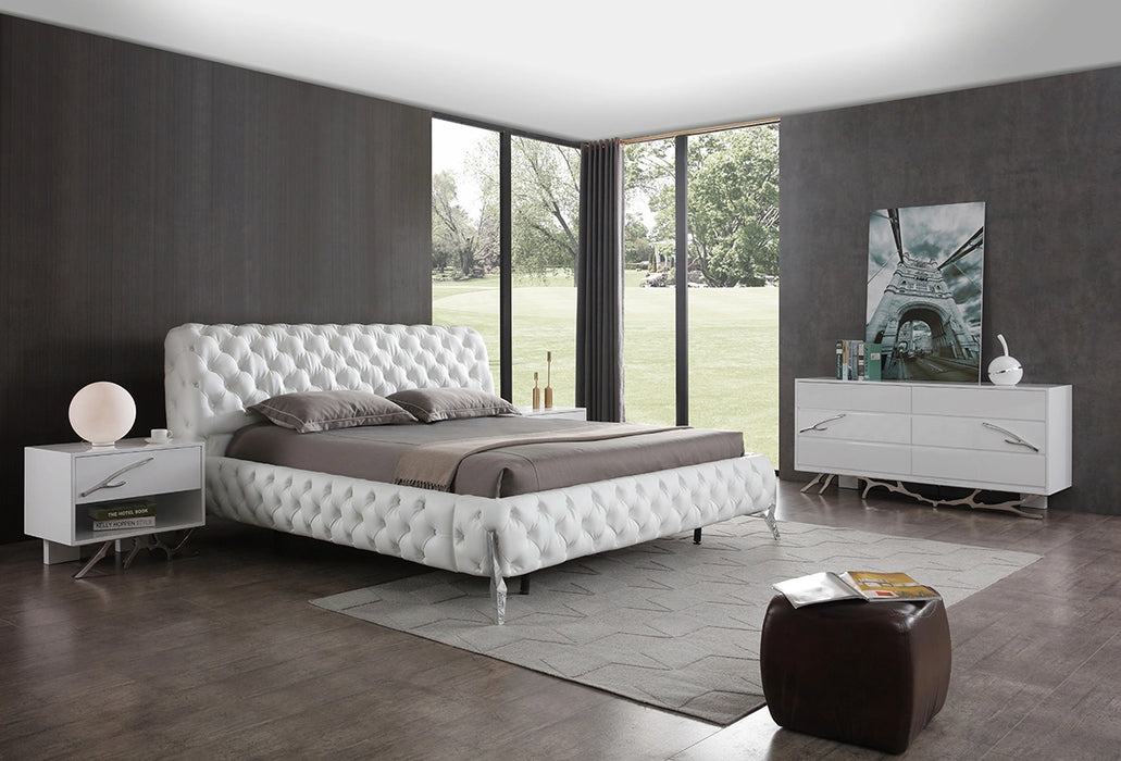 Legend Modern White Bonded Leather Bed